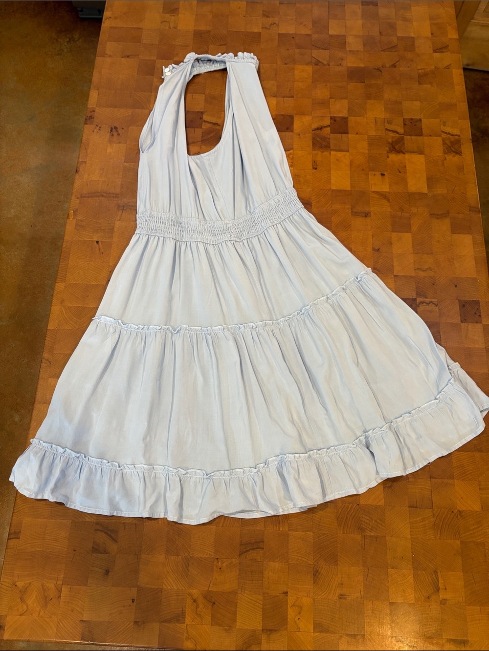 Light Blue Ruffle Halter Dress - Picture 5 of 5